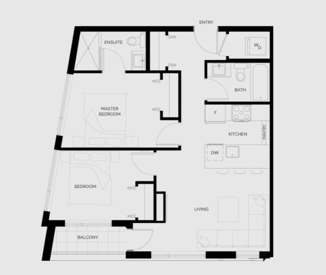 Floor plan layout diagram for 2B